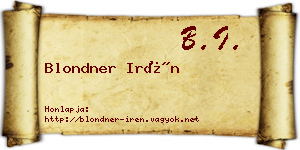 Blondner Irén névjegykártya